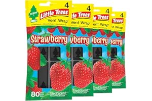 LITTLE TREES Car Air Freshener | Vent Wrap Provides Long Lasting Scent, Invisibly Fresh | Strawberry, 16 Air Fresheners