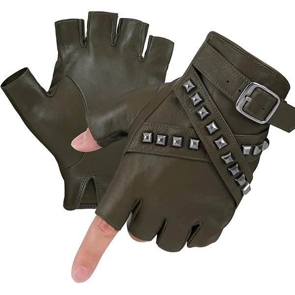 Amazon.com: Steampunk Biker Leather Gloves Mens Skull Punk