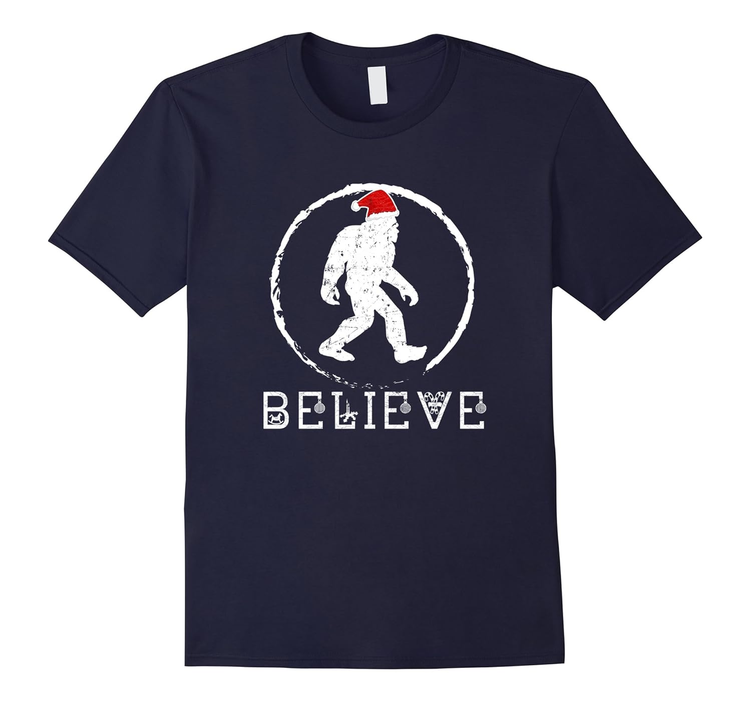 Christmas Bigfoot with Santa Hat T-Shirt-Santa Bigfoot Shirt-ANZ