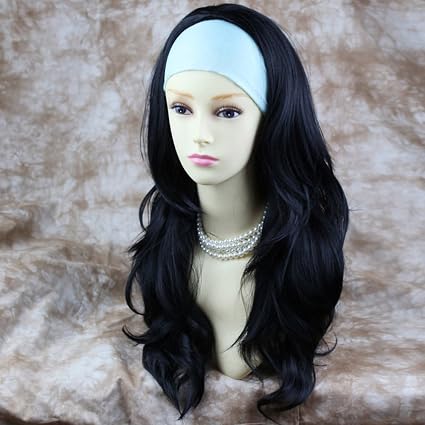 Jet Black Long 3 4 Wig Fall Hairpiece Wavy Layered Hair Piece Uk
