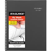 AT-A-GLANCE Planner 2026-2027 Weekly &amp; Monthly Academic 12-Month July-June Quarter-Hourly Appointment Book, 8-1/2" x 11", DayMinder, Charcoal (AYC52045)