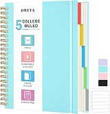 OMEYA 5 Subject Notebook Spiral A5 300 Pages 100GSM Dividers Removable view 1