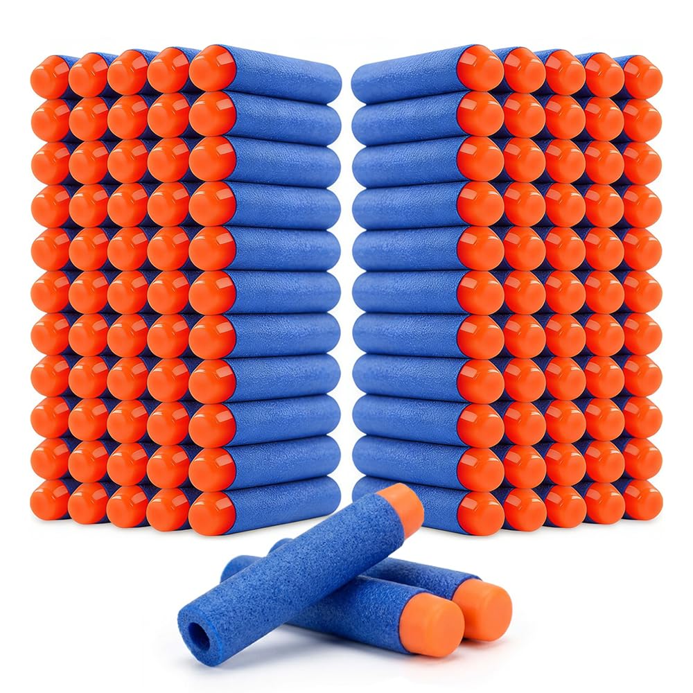 Refill Darts Foam 150Pcs Blue, Universal Soft Bullet Darts for Nerf Gun Elite N-Strike Blasters, Battle Game Toy Accessories for Kids Party Favors and Outdoor Play