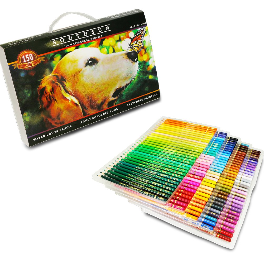 Set of 150 Watercolor Pencils with Unique Color Name, Water Soluble Art Pencils for Adult Coloring Book Sketching Painting