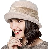 Women Vintage Cloche Bucket Hat Elegant 1920s Wool Fedora Church Derby Party Winter Packable Hats