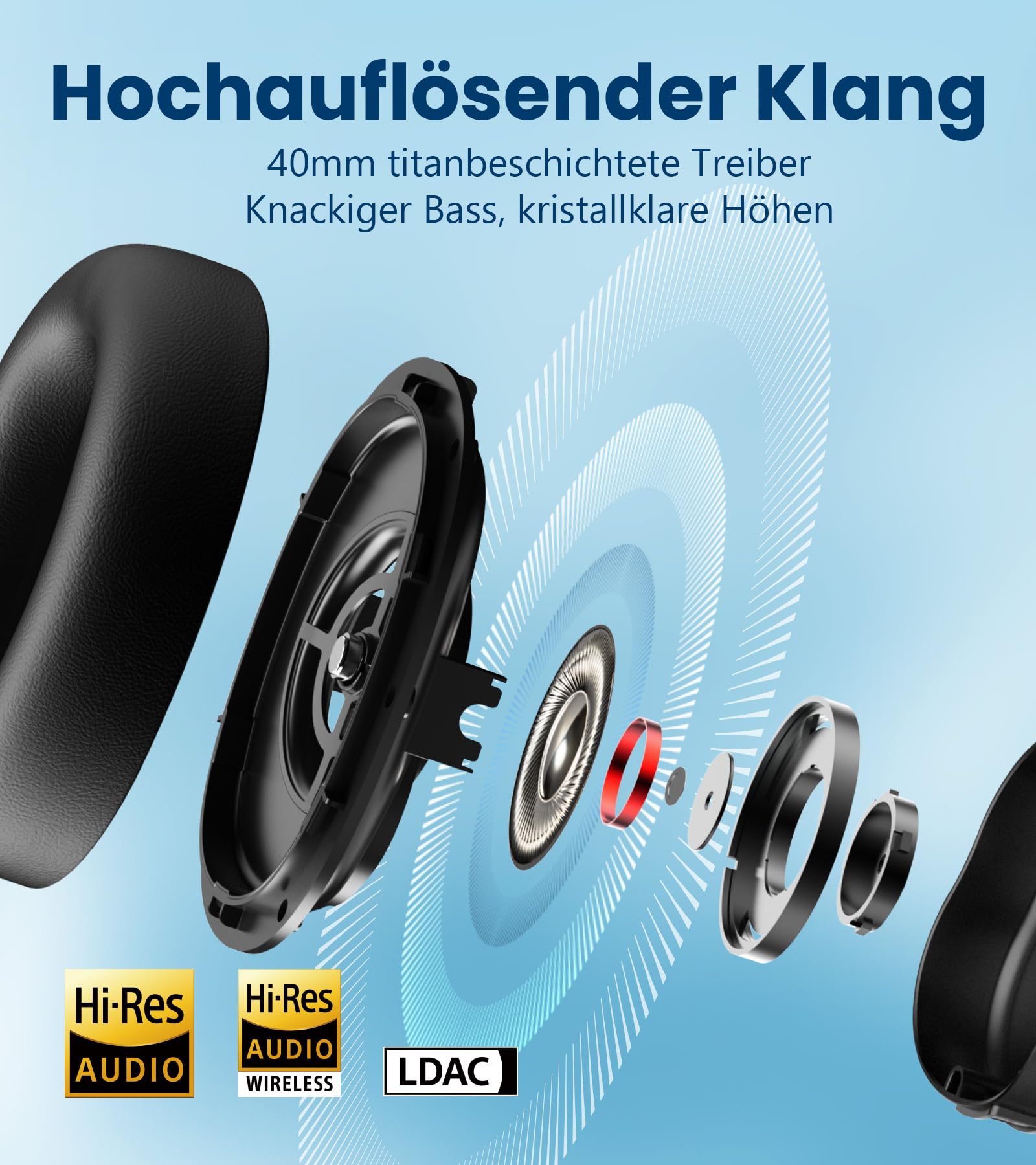 Edifier WH950NB (2026) Faltbarer Over-Ear Kopfhörer mit Hybrid Active Noise Cancelling. LDAC Codec mit Hi-Res Audio und Custom EQ über App. Bis zu 80 Std. Akkulaufzeit. Bluetooth V5.4 (Weiß) 3