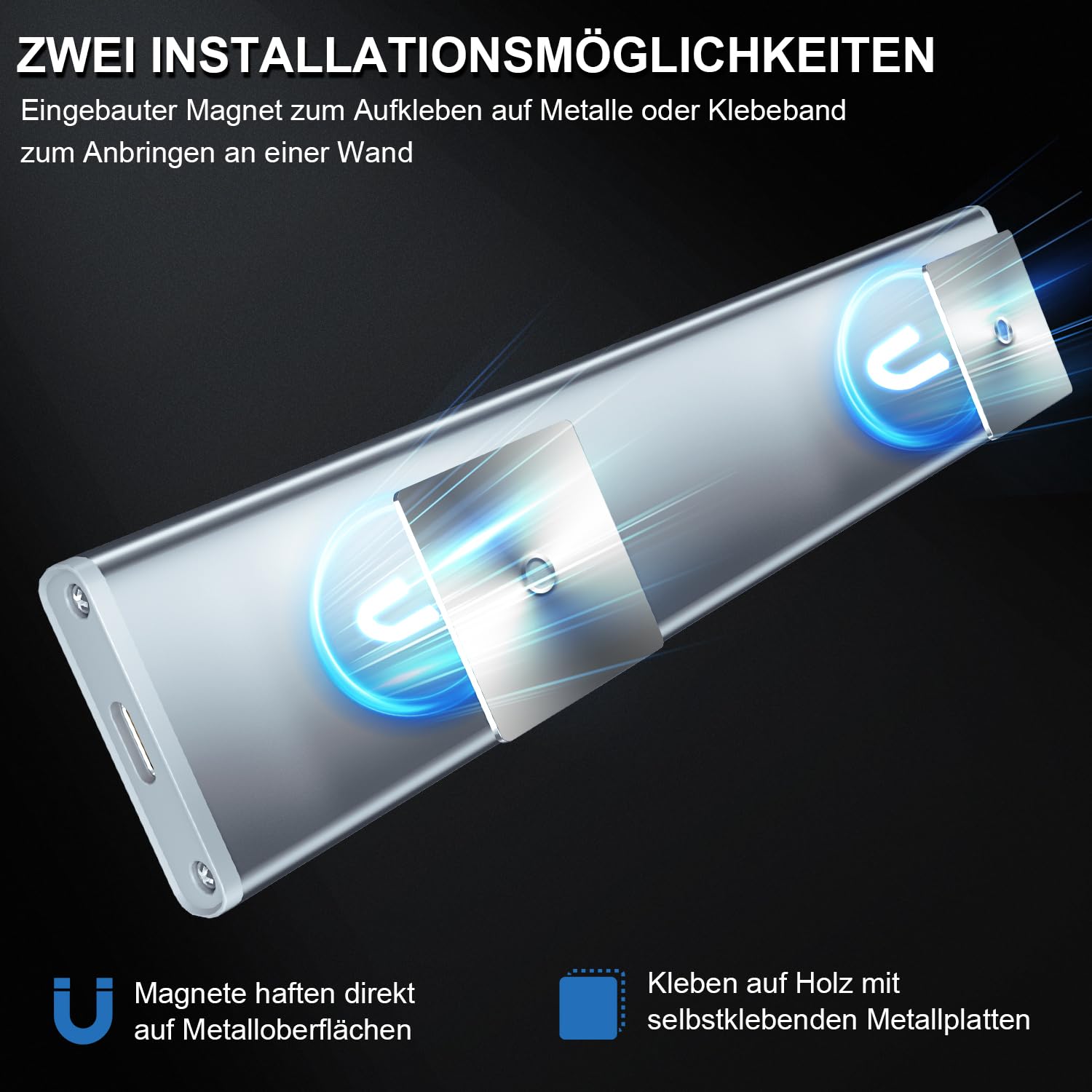 Schrankbeleuchtung Unterbauleuchte Küche LED Lampe - 20cm Bewegungsmelder Licht Akku Schrank Beleuchtung - Batterie Leuchte Schranklicht Lichtleiste Kabellos Leiste Küchen USB Light Aufladbar Dimmbar 5