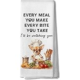 DOFQZ Funny Chihuahua Kitchen Towels, Chihuahua Lover Gifts, Funny Chef Dog Dish Hand Tea Towels for Kitchen Decor, Dog Lover Mom Gifts, 16x24 Inch