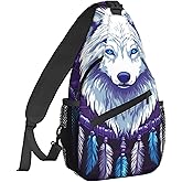NiuKom Wolf Dreamcatcher Sling Bag For Women Crossbody Shoulder Bag Casual Daypack Backpacks Men Chest Bag Gym Cycling Travel Hiking