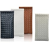 DIYOMR 4 Packs Soft Glasses Cases,Portable Leather Cross Woven Eyeglass Case Squeeze Top Sunglass Organizer Pouch Bags for Women Men Kids
