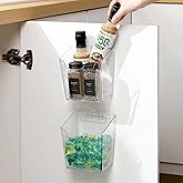 2-Pack Kitchen Cabinet Door Organizer Adhesive, Hanging Storage Bins, Stick on Small Wall Storage Container, Bathroom Floating Shelf Under Sink Caddy Spice Rack for Pantry Organizer, Office, Dorm