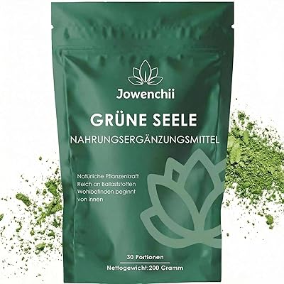 Grüne Entgiftungspulver, 200g Superfood Helfer Pulver, Greens Pulver Helfer, Pflanzenpulver mit Matcha, Gerstengras, Heidelbeeren, Rich in Macronutrients, Micronutrients & Fiber
