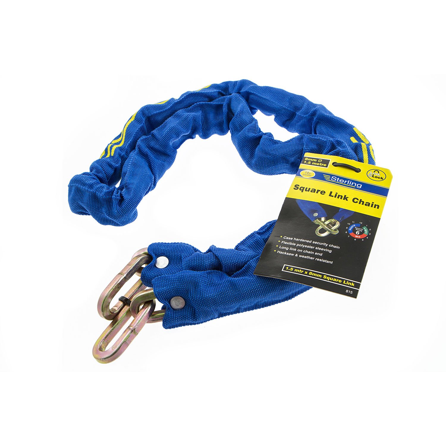 Sterling 815 8mm x 1.5mtr Manganese Square Link Chain, Blue, 1.5 m