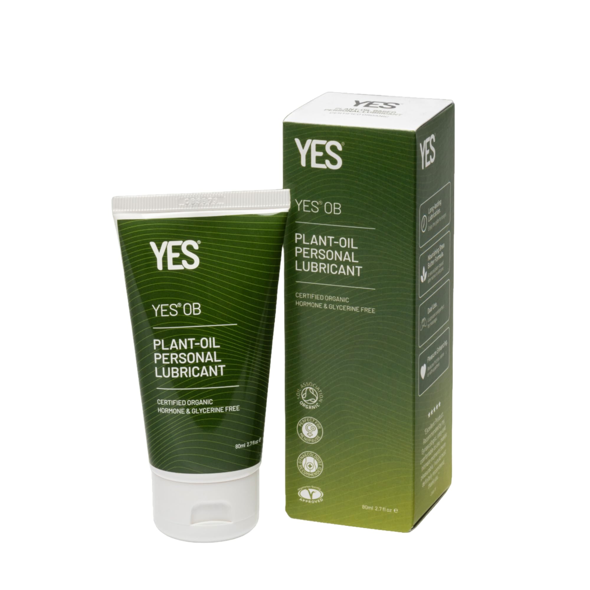 YES OB Organic Oil-Based Personal Lubricant & Massage Oil, 80ml | Dual-Purpose Plant-Oil Intimate Lubricant | Certified Organic, Hormone & Glycerine Free