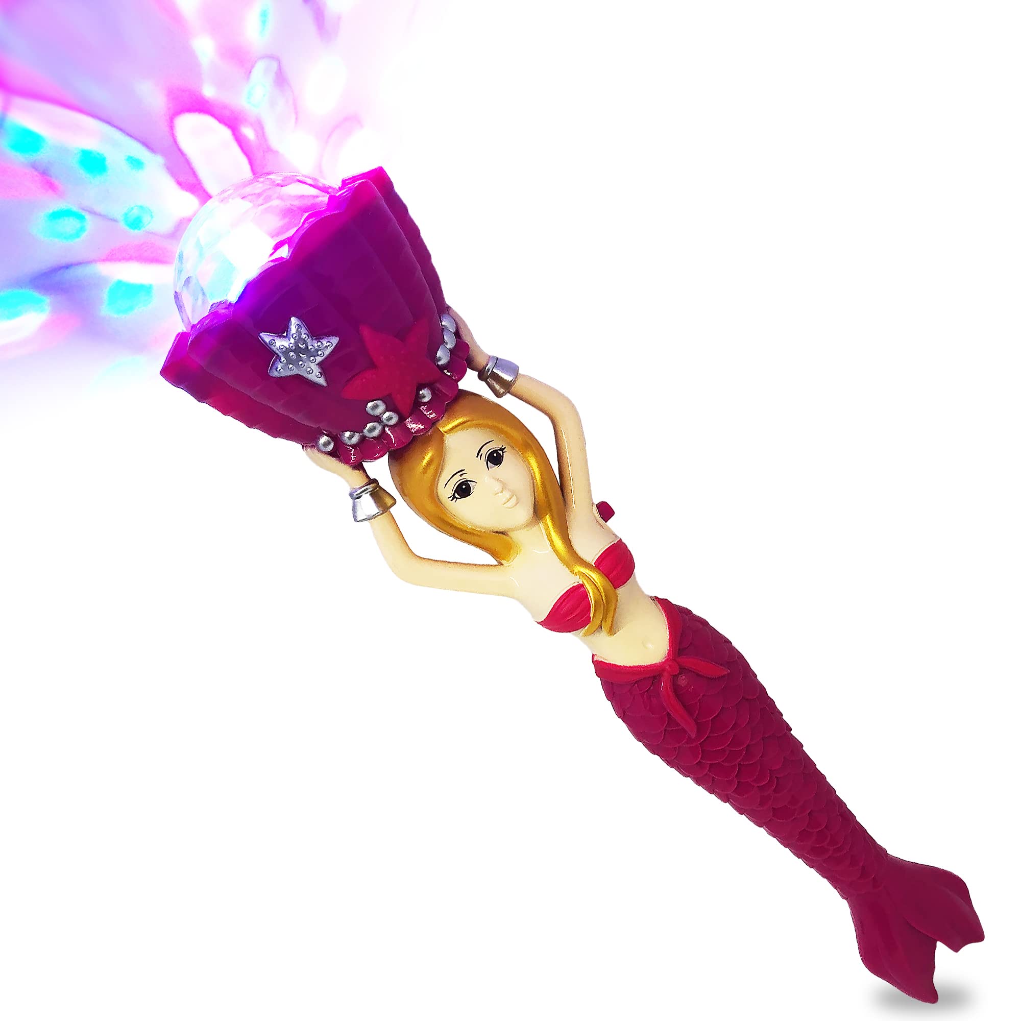 Photo 1 of ArtCreativity Light Up Mermaid Wand with Sounds, 11.75 Inch Toy Wand with Spinning LEDs and Sound Effects, Batteries Included, Great Mermaid Gift Idea for Boys and Girls, Fun Birthday Party Favor