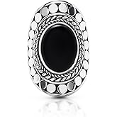 Black Onyx Oval Stone Vintage Ring 925 Sterling Silver US Size 6 7 8 9 10