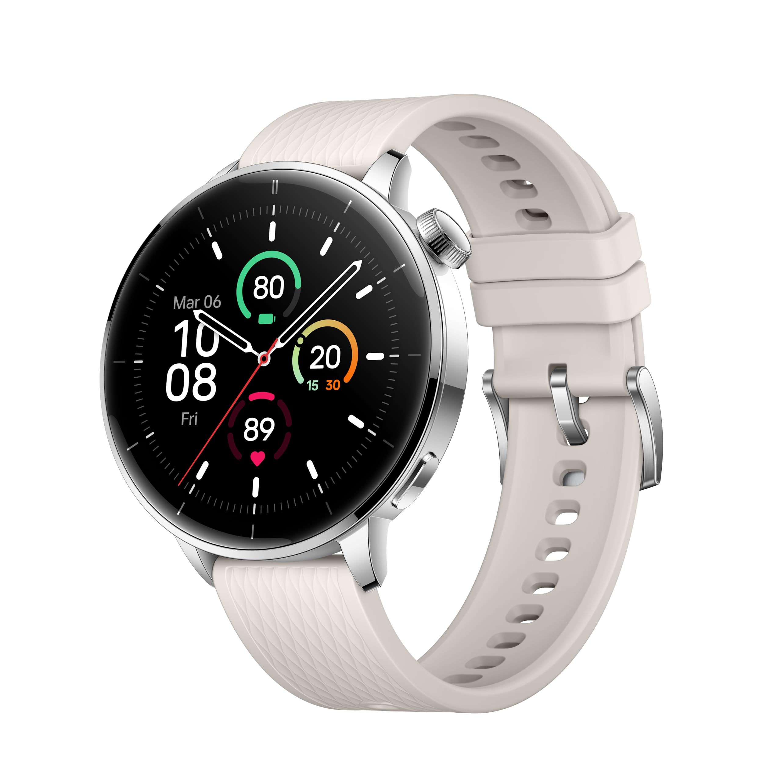 OnePlus Watch 3 43 mm Acero plateado, Pantalla redonda de 1,32 pulgadas, Acero plateado, WearOS, Almacenamiento de 32 GB, Seguimiento del sueño, Batería de 345 mAh, Bluetooth, Iones de litio, Multi-GNSS