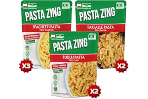 Pasta Zing Microwavable Variety Pasta Pack of 7 | 2x Farfalle | 3x Spaghetti | 2x Fusilli Pasta | Microwave Pasta Ready To Eat in 60 Sec - Fully Cooked -100% Durum Wheat 7.05 Ounce