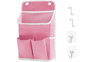SOMETETH Hanging Basket for Organizing, Wall Organizer with Pockets and Over The Door Organizer，Can for Home, Closet, Office and Camper (1 Pink)