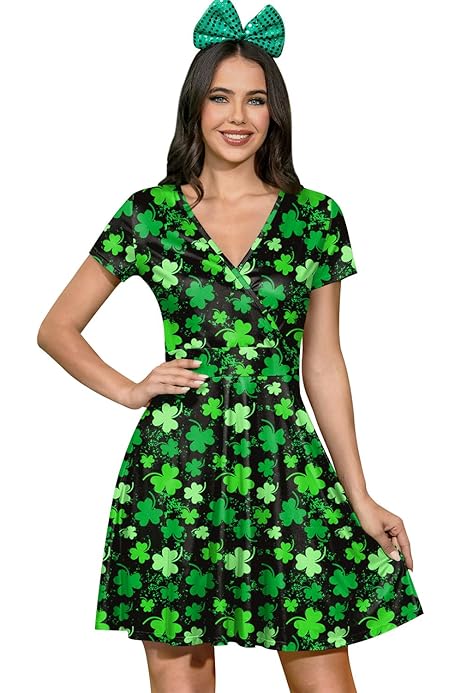 St Patrick's Day Outfits Women PORCLAY St Patricks Day Dress