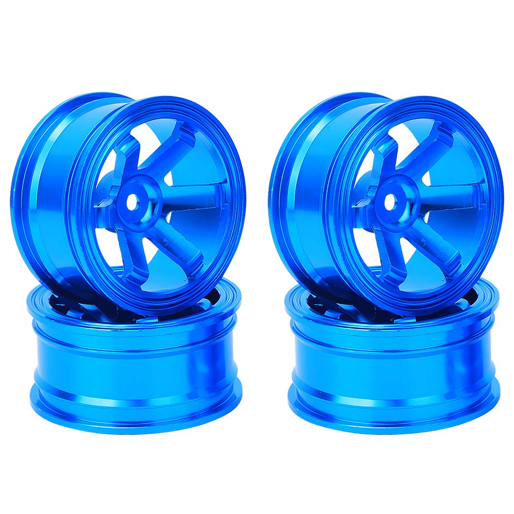 Tbest 4Pcs RC Wheel Hub, Aluminum Alloy Wheel Rim Hubs for RC Car Drifting Universal 1/10 (Blue)