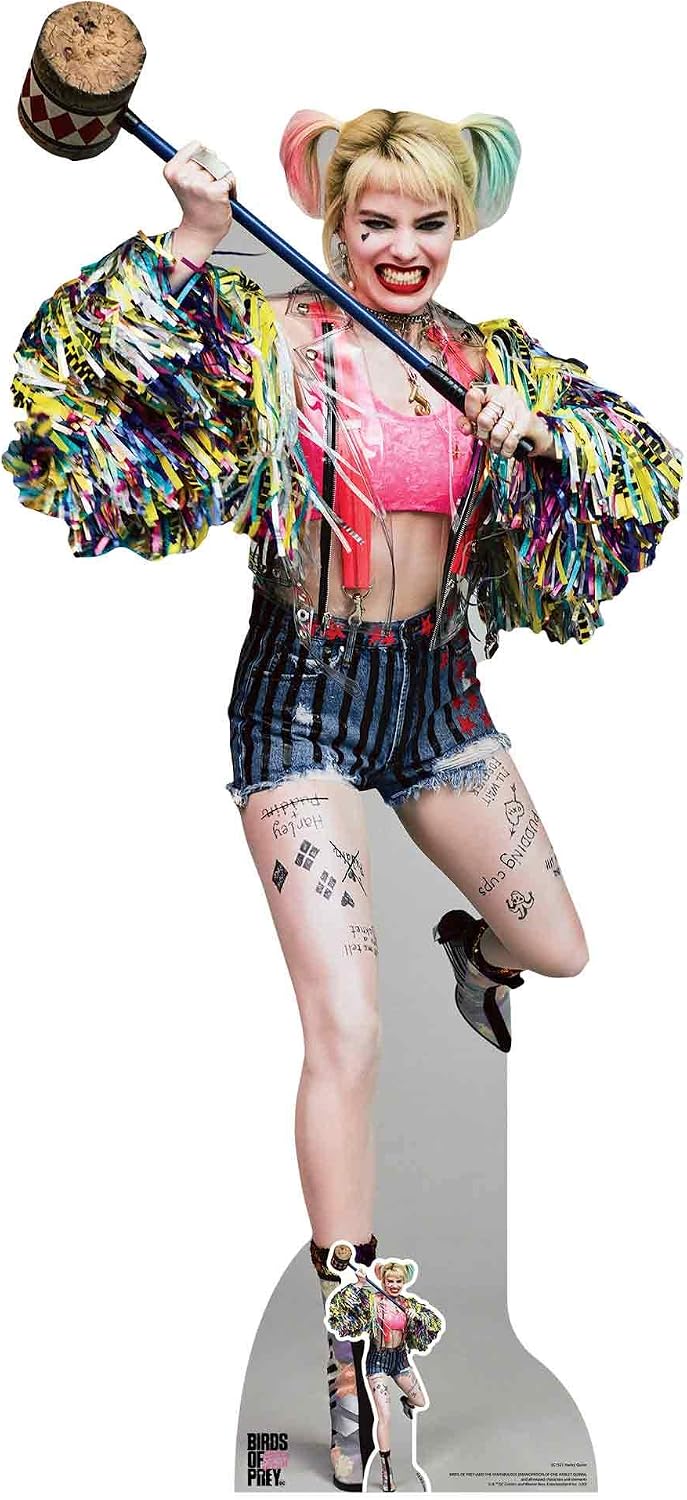 Star Cutouts SC1521 Harley Quinn Lifesze Cardboard Cutout/Standee/Stand Up Swinging Mallet Margot Robbie Birds of Prey Height 183cm Width 83cm