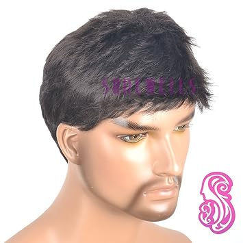 Amazon Com Gooaction Male Short Slightly Curly Dark Brown Natural