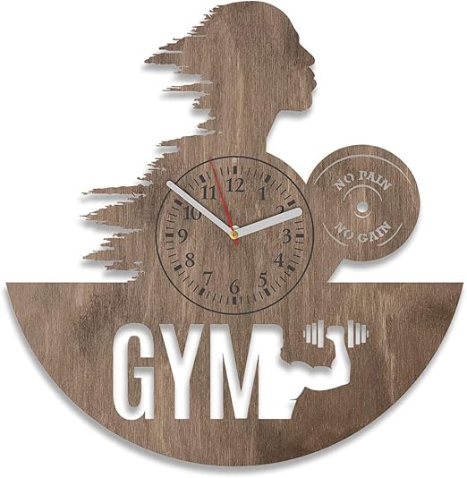 Amazon Com Nadezhdashop Gym Wall Decorations Gift Ideas Gym Wooden Clock Gym Wall Art Gift For Boyfriend Sport Art Beast Mode Always On Wooden Wall Clock Sport Gift For Brother For Men Brown