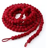 ZenNex Christmas Tree Garland,9FT Vintage Velvet Bead Xmas Decor,Red | Flocked Velvet Bead Garland with Vintage Texture,0.63-Inch Beads,for Xmas Tree,Mantel,Fireplace and Staircase Decorations
