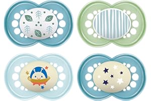 MAM Day & Night Pacifiers, Glow in The Dark Pacifier for Breastfed Babies, Nipple Shape Helps Promote Healthy Oral Development, BPA-Free Silicone Nipple, Easy to Clean, 16+ Months, 4 Count, Unisex