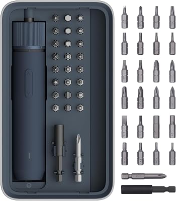 Conjunto de chave de fendas elétrica, 3,6V com 25 bits, carregamento USB-C, 1500 mAh, luz LED, tampa magnética, função manual e elétrica, para reparação de mobiliário e eletrodomésticos