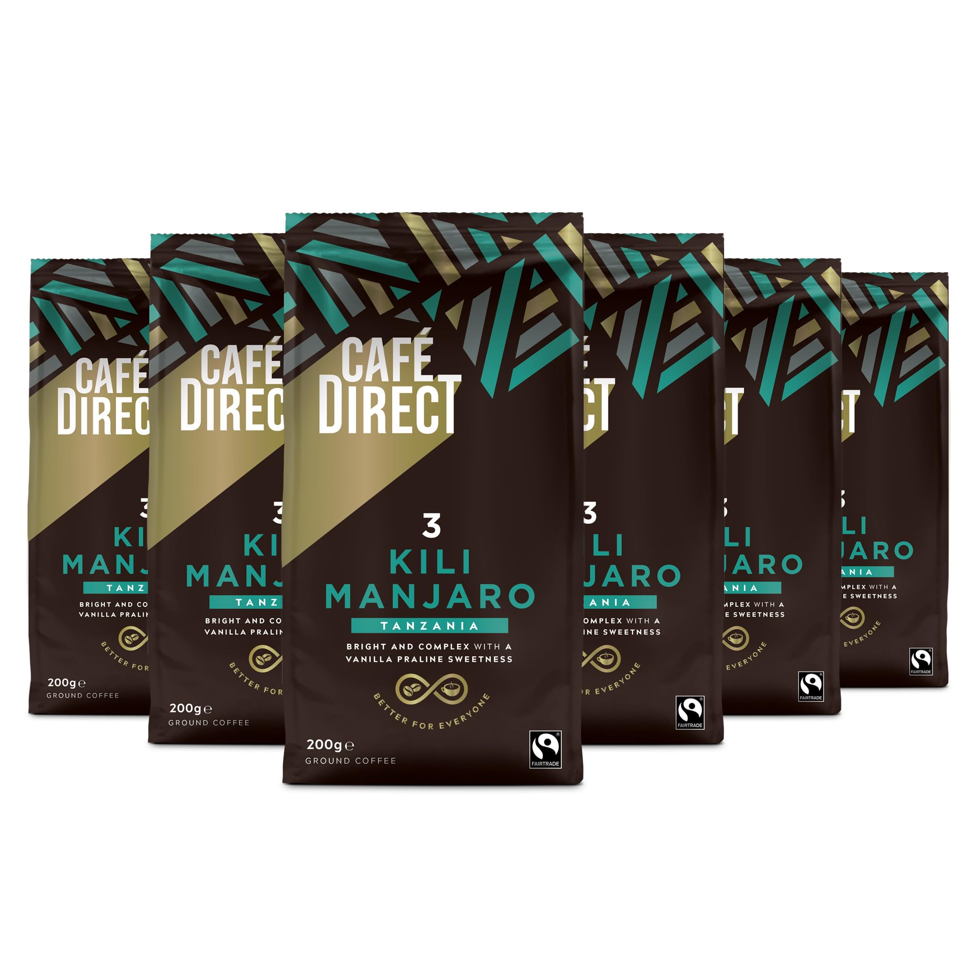 Cafédirect Kilimanjaro Tanzania Fairtrade Ground Arabica Coffee 200 g (Pack of 6)