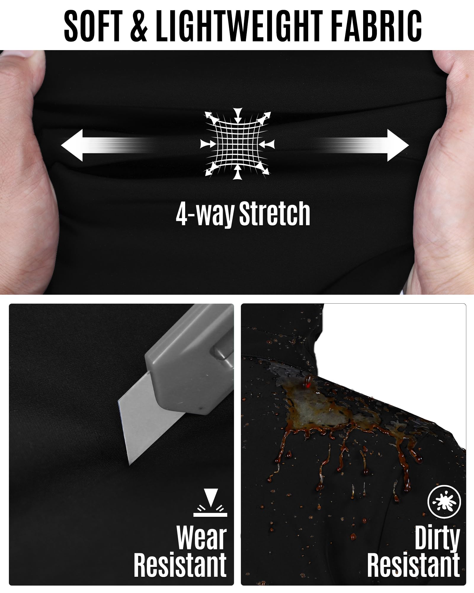 33,000ft Herren Softshelljacke Wasserbeständige Winddichte Funktionsjacke Atmungsaktive Übergangsjacke Leichte Fahhradjacke mit Kapuze Ohne Fleecefutter Schwarz XL 4