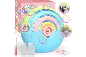 P PANACARE PANACARE Automatic Bubble Machine for Kids Portable Rainbow Bubble Blower Machine with Lights 2000+ Bubbles per Minute/Bubble Solution/Lanyard/Battery Powered for Outdoor Wedding Party Birthday Gifts
