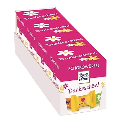 Ritter Sport Schokowurfel Dankeschon 4x 176 G Das Geschenk Zum Danke Sagen Einzeln Verpackte Mini Schokoladenwurfel Verschiedene Sorten Amazon De Lebensmittel Getranke