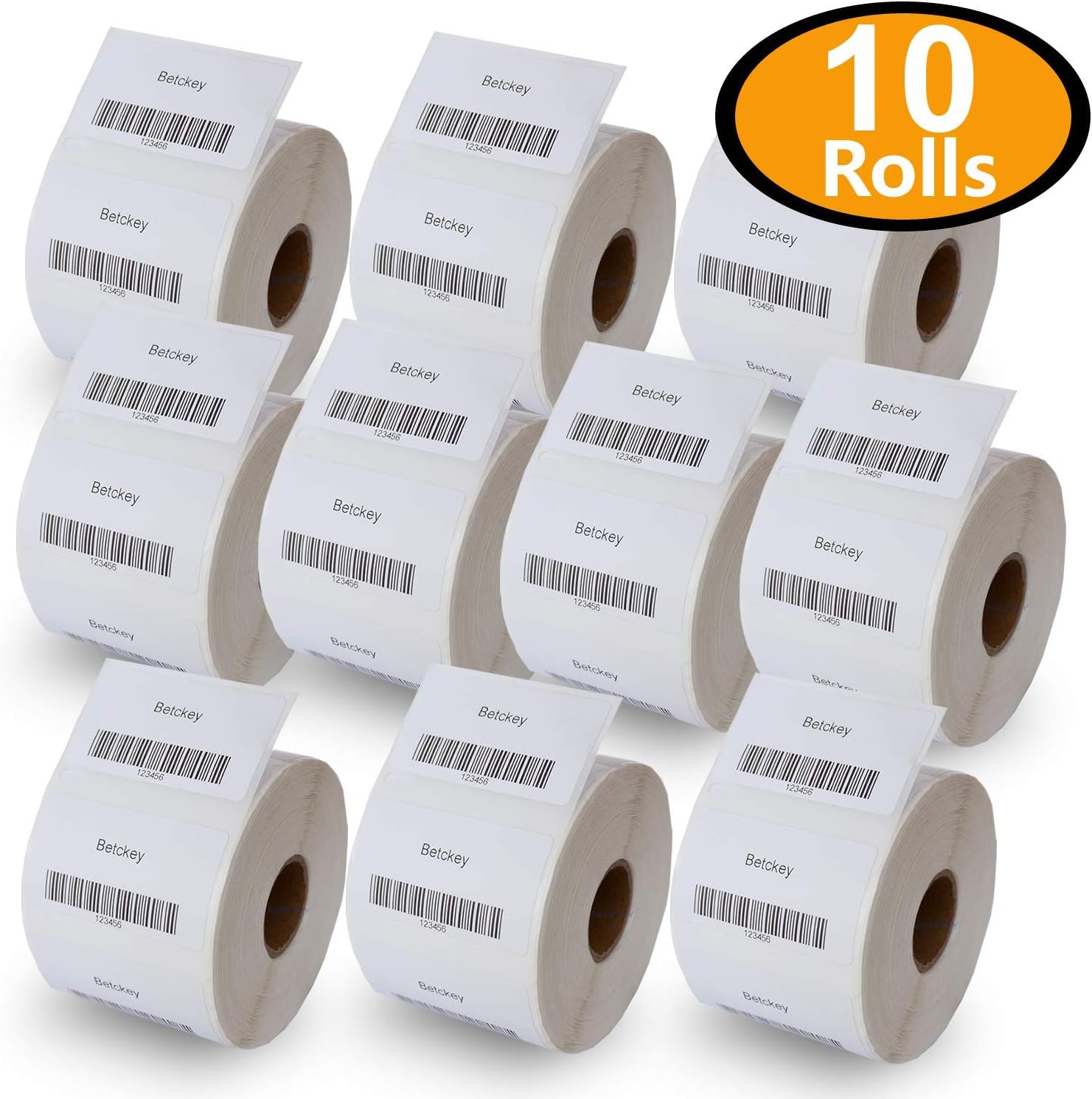 BETCKEY - Compatible DYMO 30334 (2-1/4" x 1-1/4") Medium Multipurpose Barcode/FNSKU/UPC/FBA Labels - Compatible with Rollo, DYMO Labelwriter 450, 4XL & Zebra Desktop Printers[10 Rolls/10000 Labels] : Office Products