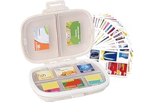 GIURKUU DIY Mini Pharmacy with Brand Labels, Dampproof Mini Travel Pill Organizer, Foldable Medication Storage 7 Day Pill Case, Beige