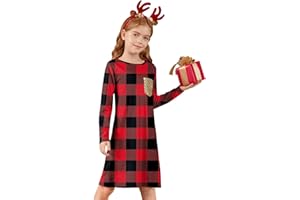 BesserBay Girls Christmas Long Sleeve Aline Midi Dress 4-12 Years