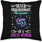 Pisces Woman Pisces Zodiac Sign Pisces Birthday Throw Pillow