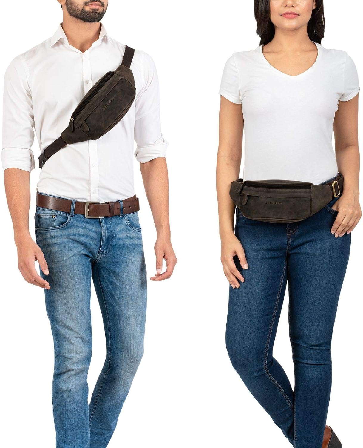 STILORD "Terry" Leather Waist Belt Bag Vintage Bum Bag for Men and Women Genuine Leather Belt Pouch for Dog Walking Running Pack Festival Bag Colour:Dark - Image 3