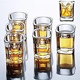 Hlukana 6 Pack Heavy Base Shot Glasses Set, 2.2 oz Clear Tequila Square Shot Glass Bulk, Espresso Shot Glass for Vodka, Whiskey, Tequila, Espressos, Spirits &amp; Liquors
