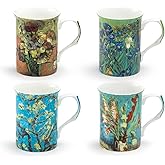 Gracie Bone China Impression Bone China Mug 9-Ounce, Set of 4