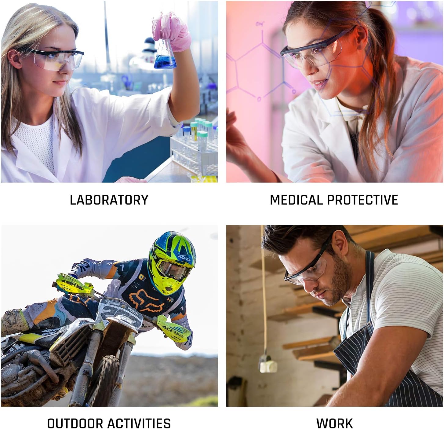 Safety glasses Industrial Goggles with Anti-fog Lens, Clear Safety glasses with Anti-Scratch UV400 protection Lens Goggles Eyeglasses - - 