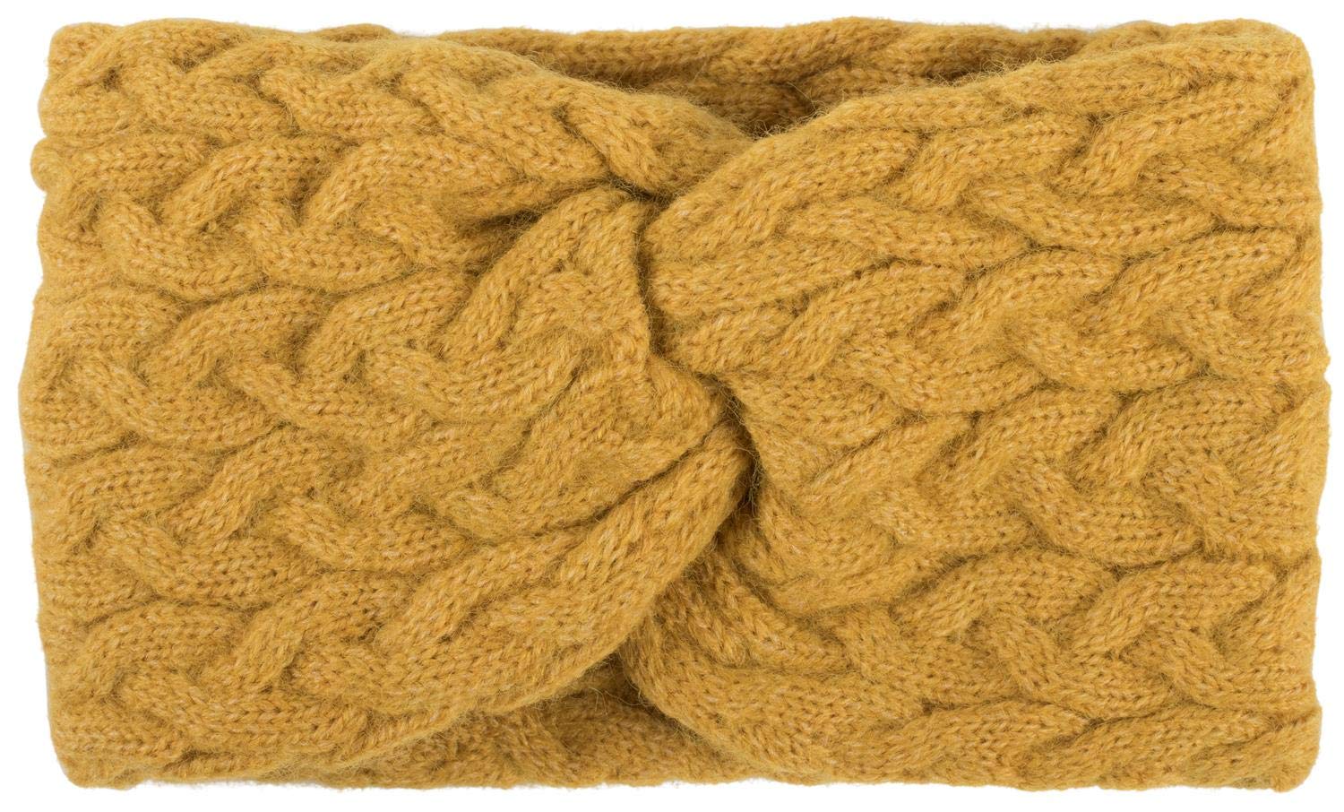 styleBREAKER women cable knit headband with twist knot, cable stitch, hairband, headband 04026044, color:Curry — image 1