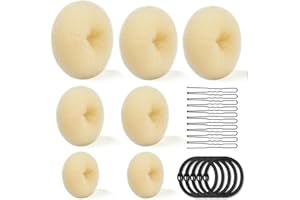 TsMADDTs Ring Style Bun Maker Set - 7 Golden Bun Makers, 5 Hair Ties, 20 Bobby Pins for Chignon Hairstyles
