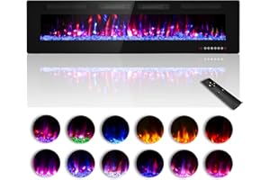 Zionheat 72 inches Electric Fireplace-Wall Fireplace for Living Room-Fireplace Freestanding/Inserts/Wall Mounted with Remote Control, Timer, Dimmer, 12 Flame Colors, 750/1500W, Ultra Thin