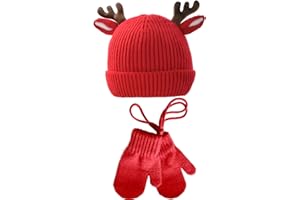 Warm Baby Hat and Mittens Set, Christmas Deer Hat for Baby and Toddler Boys and Girls, Custom Unisex Kids Hat and Mittens Set
