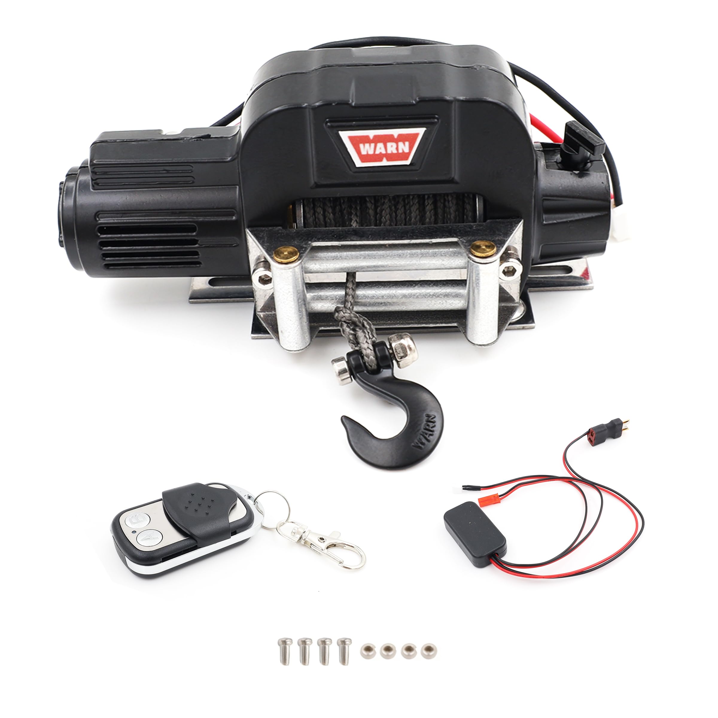 Photo 1 of HOPLEX 1/10 Scale RC Crawler Winch - Metal Remote Control Winch with Switch for Axial SCX10, SCX10 II, TRX-4, Traxxas 1/10 RC Rock Crawlers & Trail Trucks(Black)