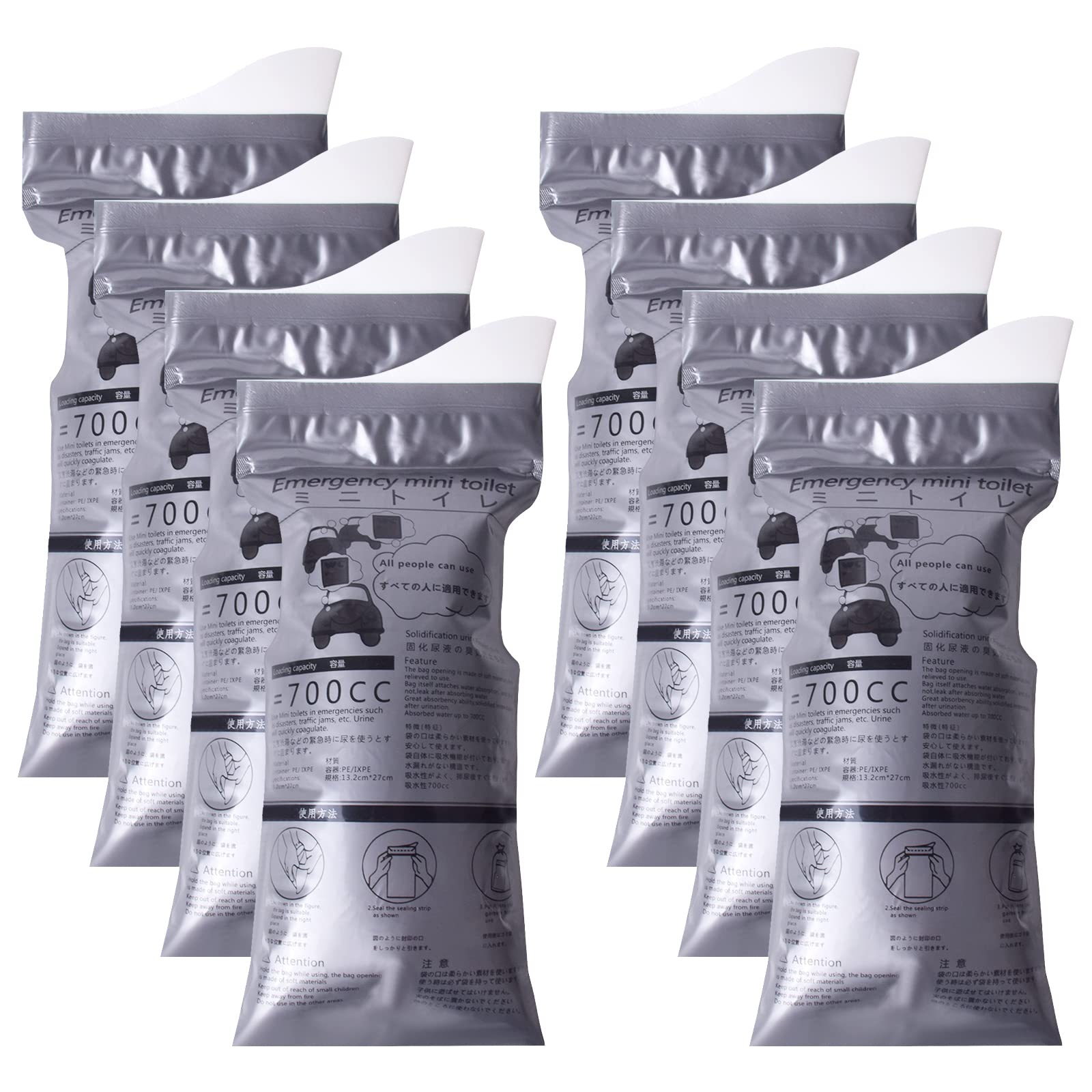 suchkawe 8 Pcs Disposable Urine Bags, 700ml Super Absorbent Sealable Camping Emergency Pee Bags Portable Emergency Urine Toilet for Man Women Children Patient and Pregnant