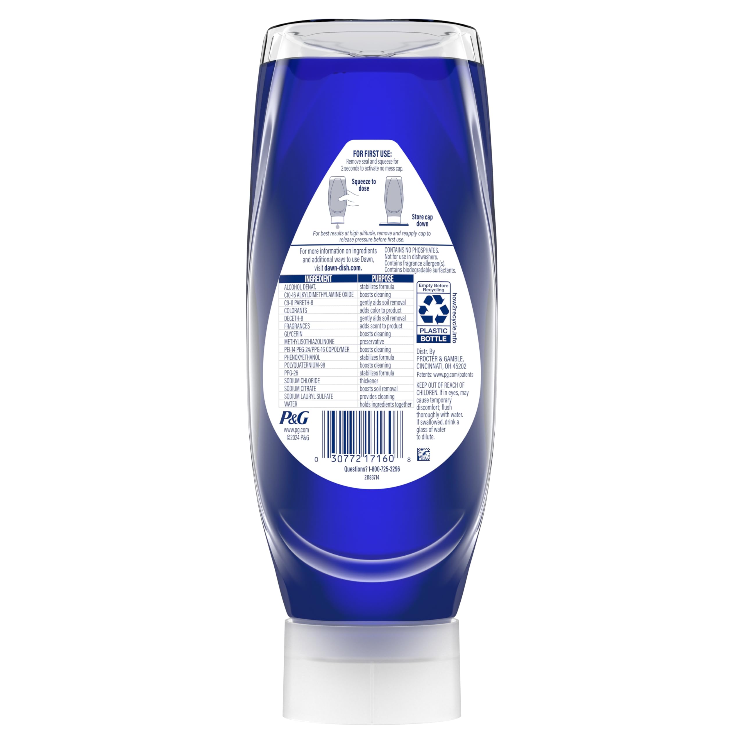 Dawn Platinum Plus PowerSuds Liquid Dish Soap, 17.4 oz. EZ-Squeeze Bottle